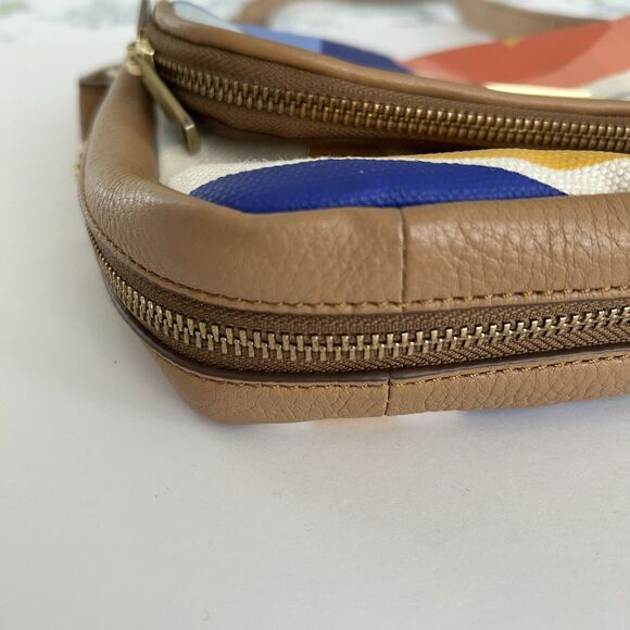 Fossil Preston Crossbody Leather Canvas Floral Purse Messenger Bag Watercolor - Picture 11 of 16